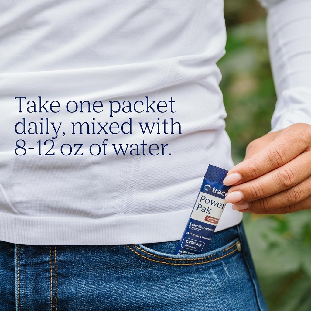 Trace Minerals Power Pak Multivitamin and Multimineral Packets - Electrolyte Support - 1200 mg Vitamin C Plus 70 Cranberry Flavor - 30 Packets 5