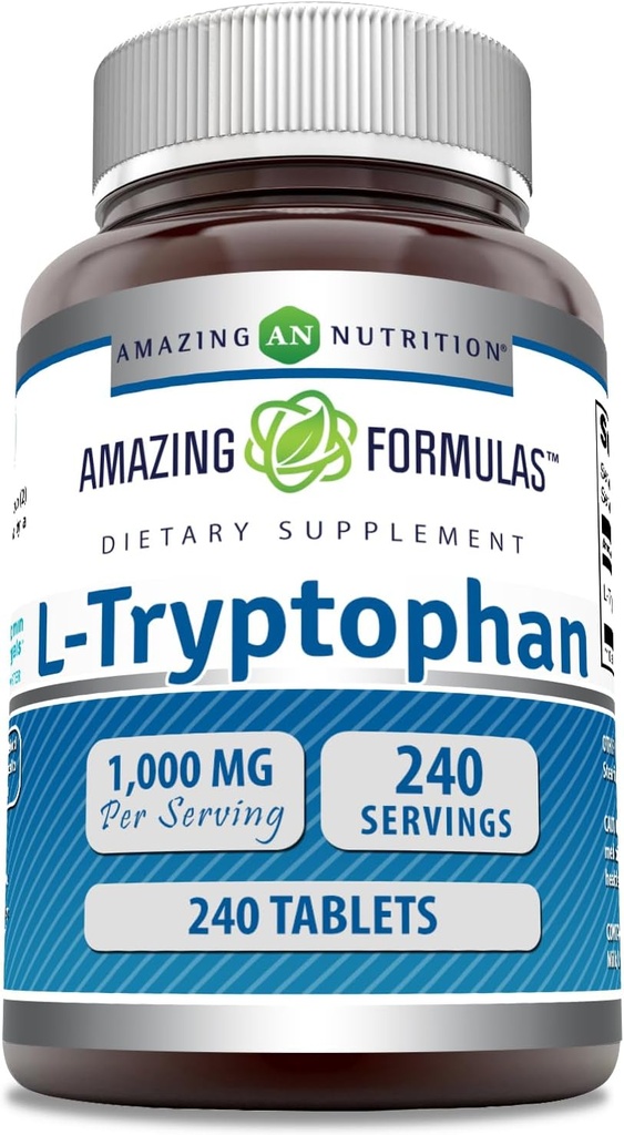 Amazing Formulas L-Tryptophan 1000mg Tablets Supplement | Non-GMO | Gluten Free | Made in USA (60 Count | 3 Pack) 6