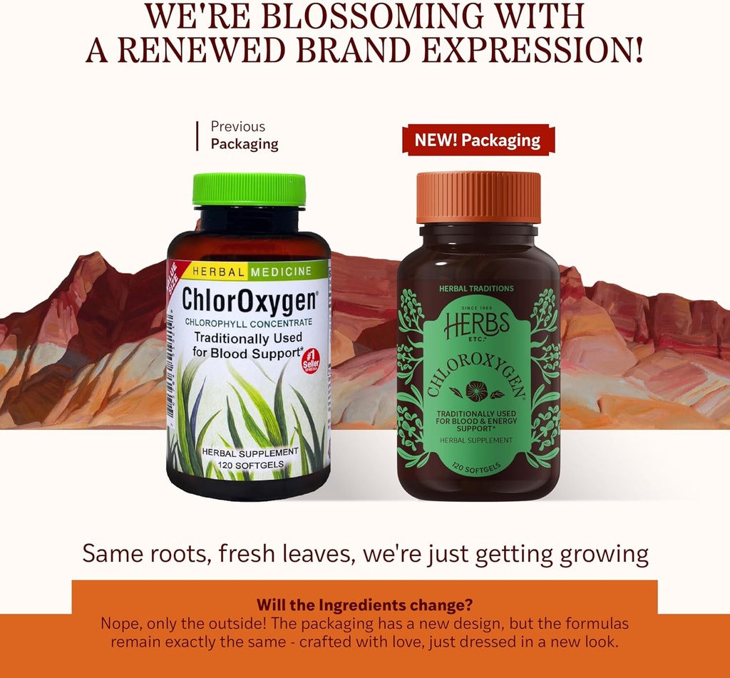 Herbs Etc. ChlorOxygen Chlorophyll Concentrate - Aids Healthy Blood Circulation - High-Altitude Environment Support - Energy Support - 120 Softgels (120 Servings) 3