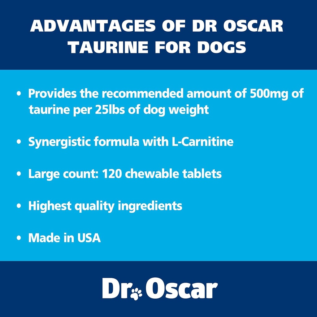 Taurine Supplement for Dogs Meets RDA of 500 mg per 25lbs Weight Unlike Most Alternatives, 120ct, Helps Maintain Dog Heart Health, Normal Function of The Cardiac Muscle & Normal Blood Flow 5