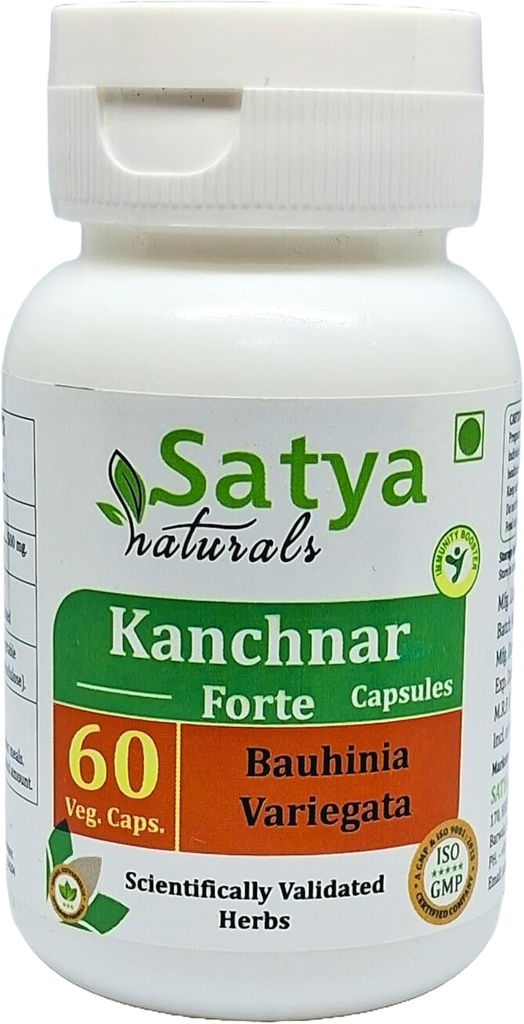 Kanchnar Forte Capsules 500 mg. 60 Veg. Capsule | Kanchnar (Bauhinia Variegata) Extract Capsules for Men and Women | Ayurvedic Herbal Supplement/Remedies | 10:1 Forte (1 Bottle of 60 Capsules) 2