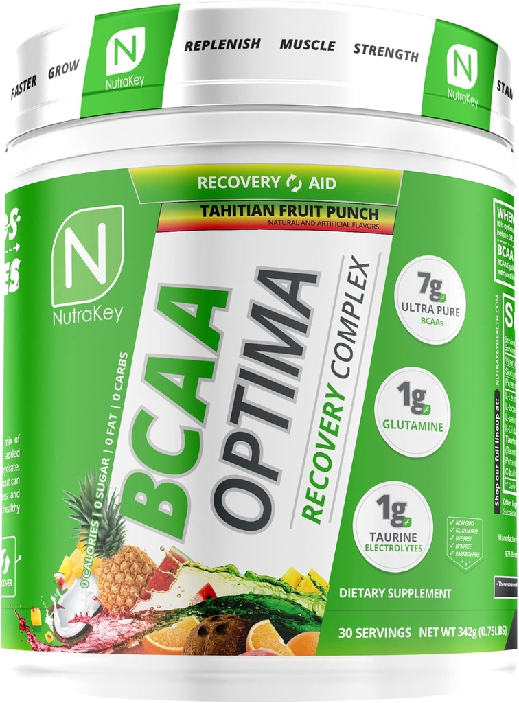 NutraKey BCAA Optima Post Workout Recovery Complex, No Sugar, No Carb, Recovery Aid, Rainbow 5