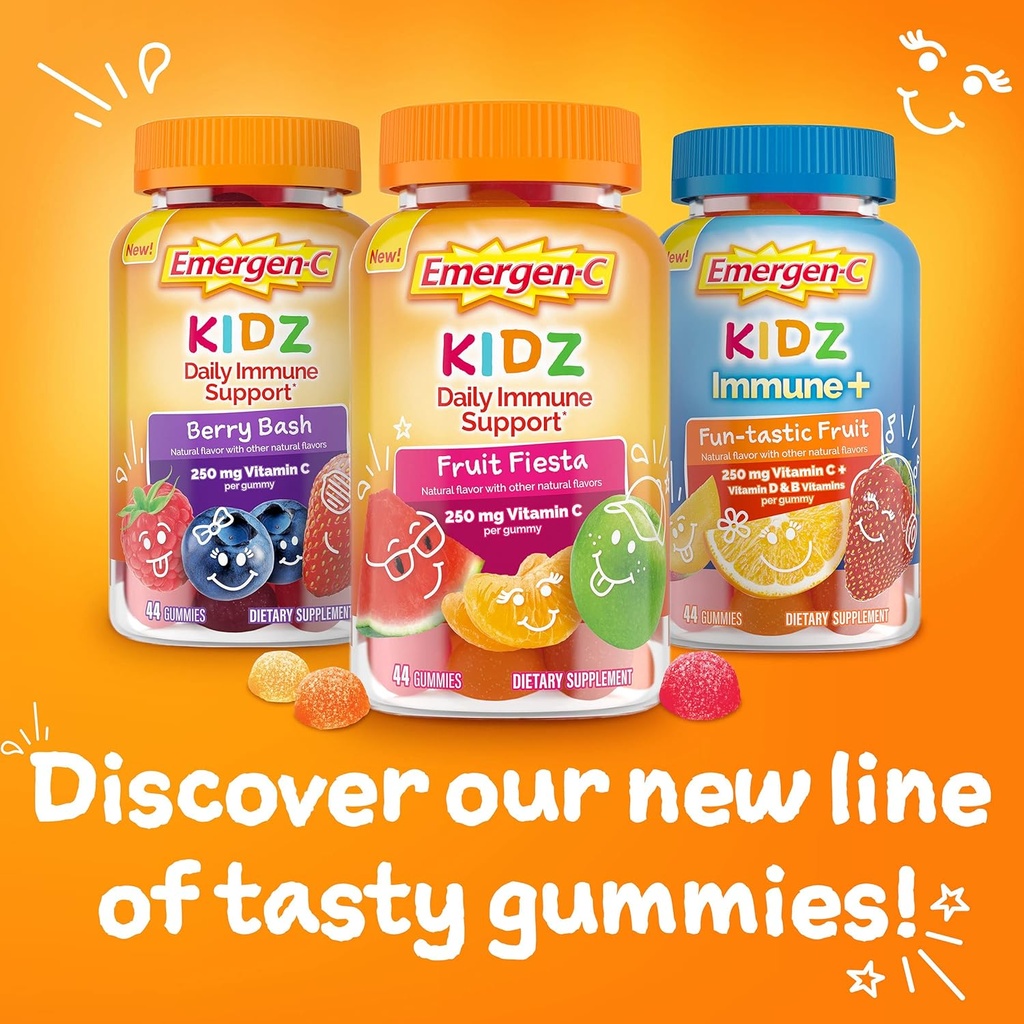 Emergen-C Kidz Daily Immune Support Dietary Supplements, Flavored Gummies with Vitamin C and B Vitamins, Fruit Fiesta Flavored Gummies, Back to School Essentials - 44 Count 6