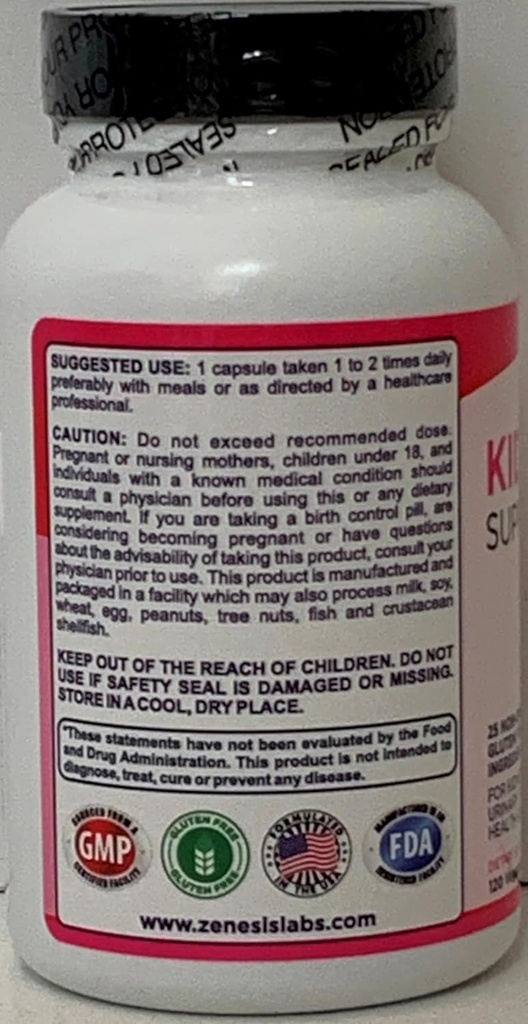 Zenesis Labs Kidney Cleanse Detox Flush & Repair Urinary Tract Support - Gluten Free - Natural Cranberry Extract Herbal Supplement Blend (120 Capsules/Bottle) 60 Day Supply 3