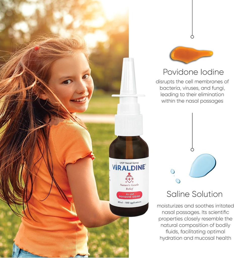 0.5% Povidone-Iodine Nasal Spray, Rapid Relief Formula, Helps with Daily Congestion, 100 Applications, 30ml 3