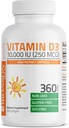 Bronson Vitamin D3 10,000 IU (250 mcg) High Potency - Supports Healthy Immune System, Strong Bones, Muscles & Teeth - Non GMO, 360 Softgels (1 Year Supply) 5