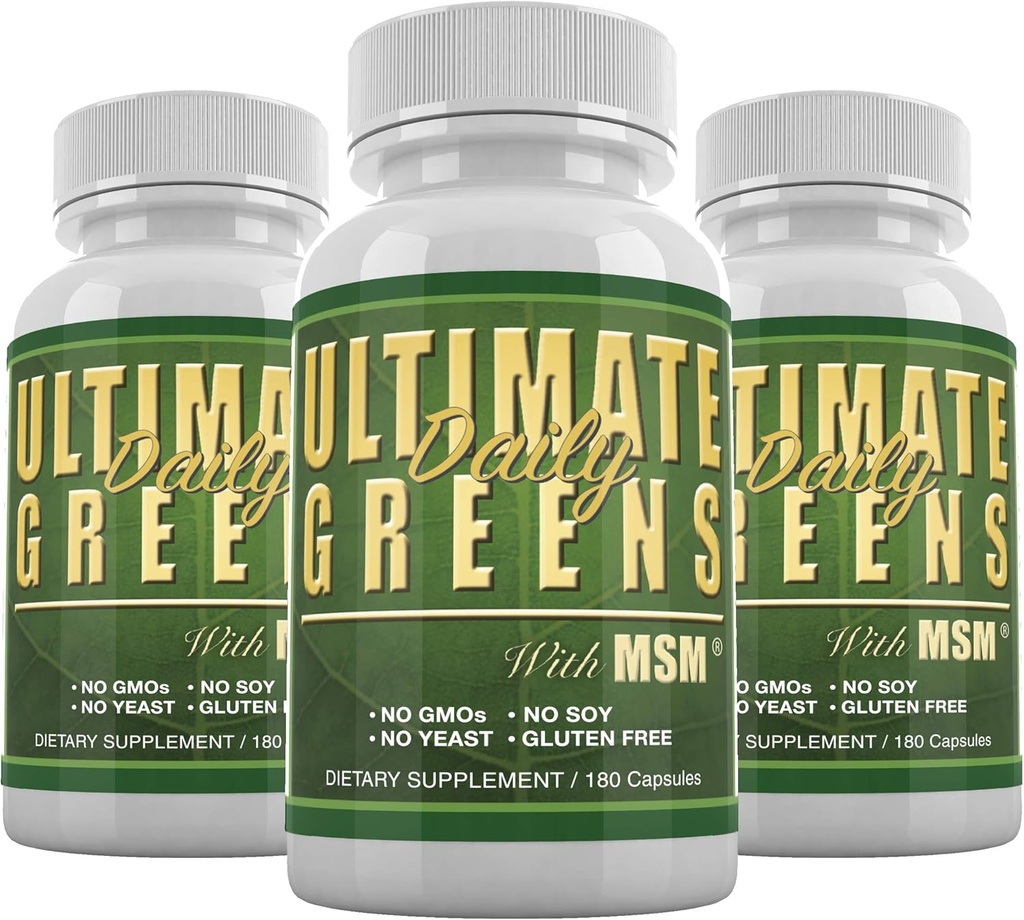 Daily Health, Ultimate Greens with MSM 1925 mg 540 Capsules Vegan Friendly No GMO Gluten or Soy 2