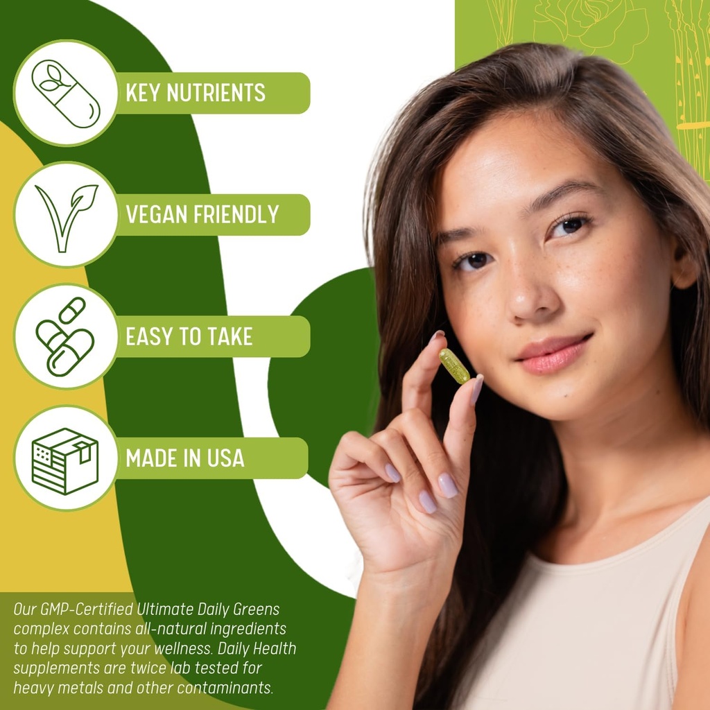 Daily Health, Ultimate Greens with MSM 1925 mg 540 Capsules Vegan Friendly No GMO Gluten or Soy 5