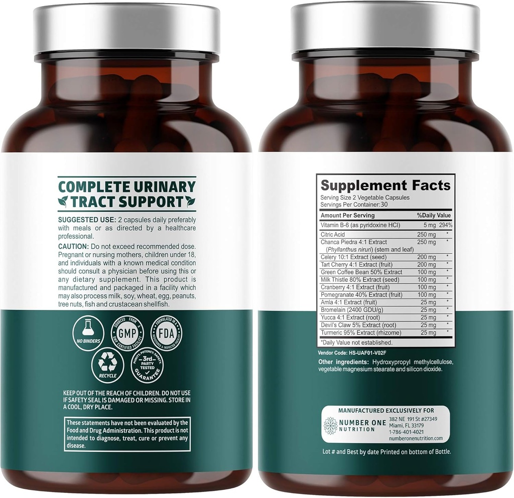 N1N Premium Uric Acid Support Supplement [14X Potent Herbs] All Natural Kidney and Uric Acid Cleanse with Tart Cherry, Milk Thistle, Cranberry, Celery, Chanca Piedra, 60 Veg Caps 3