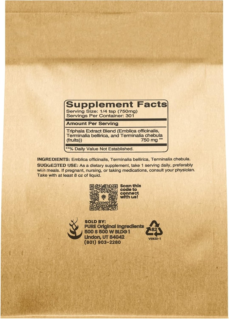 PURE ORIGINAL INGREDIENTS Triphala Extract Powder (8 oz) Pure, Naturally Sourced, No Additives or Fillers 3