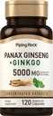 Piping Rock Panax Ginseng & Ginkgo Biloba Supplement | 5000 mg | 120 Capsules | with Black Pepper Extract | Vegetarian, Non-GMO, and Gluten Free Supplement 2