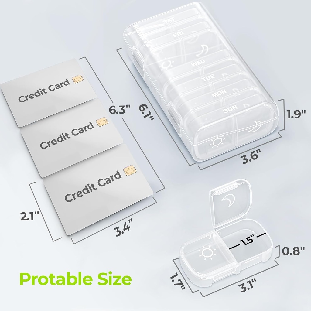 AUVON XL Weekly Pill Organizer 2 Times a Day, Pill Box 7 Day with One-Side Large Openings for Easy to Use, White AM PM Pill Case for Medication, Vitamins, Fish Oils, Supplements 6