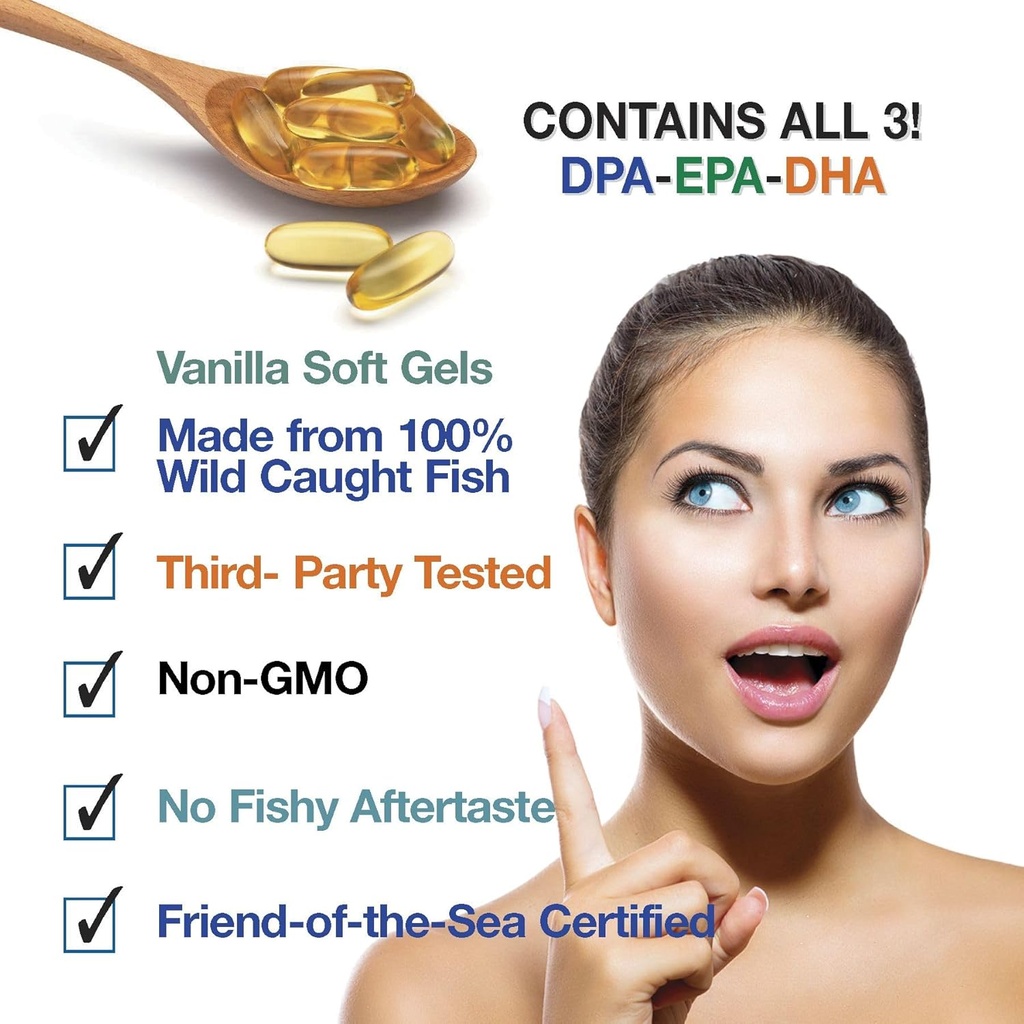 Wild Caught Omega 3 Fish Oil DPA-EPA-DHA 2,900 Milligram Fish Oil Supplement 6
