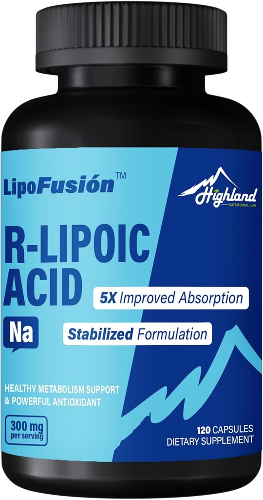 R Lipoic Acid (Na) 300mg per Serving, 120 Capsules, Up to 5X Improved Absorption, Excellent Nutritional Supplement for Healthy Metabolism Support and Antioxidants-1 Bottle 2