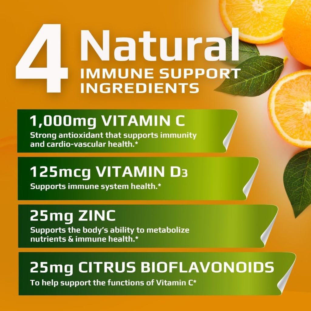 2 Pack, C D Z | Vitamin C, 1000mg | Vitamin D3, 125mcg | Zinc, 25mg | Non-GMO & Gluten Free | 240 Servings 4
