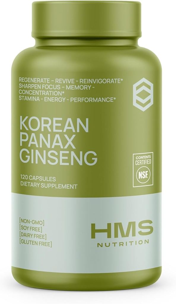 Korean Red Panax Ginseng 2000mg 120 Vegan Capsules Super Strength Extract NSF Certified Supplements, High Ginsenosides Supports Energy, Stamina, Performance and Clarity 2