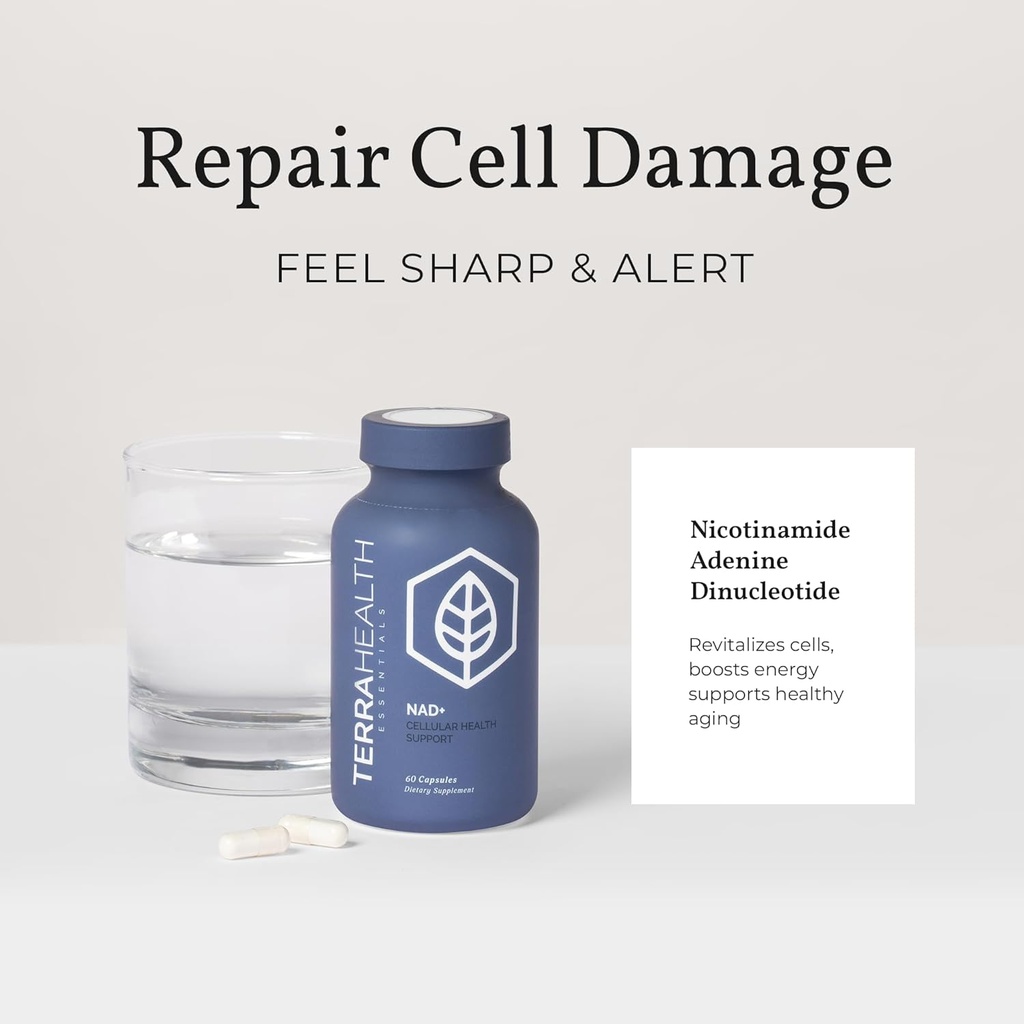 Terra Health Essentials NAD+ - Cellular Energy, Metabolic Repair, Healthy Aging of Heart, Brain & Muscle - All Natural, 30 Day Supply 6