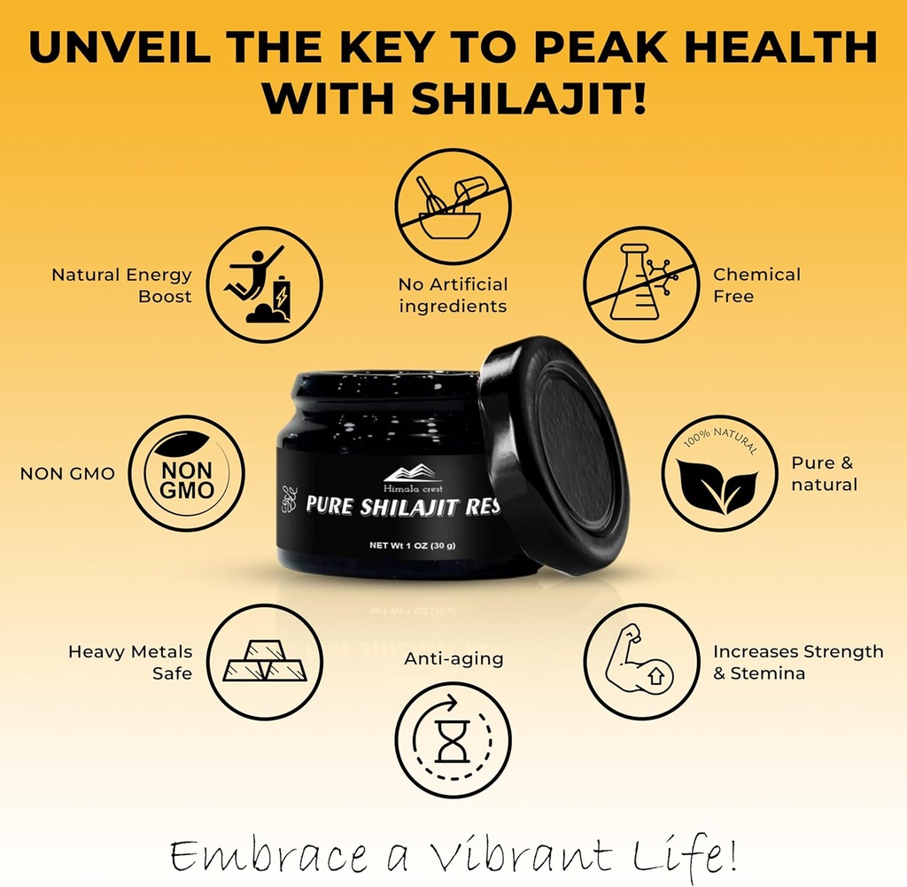 Pure Himalayan Organic Shilajit, High Potency Shilajit Resin - Gold Grade, Authentic & Natural - 70% Fulvic Acid & 85+ Trace Minerals for Energy & Immune Support | 75 Servings - 30g 3