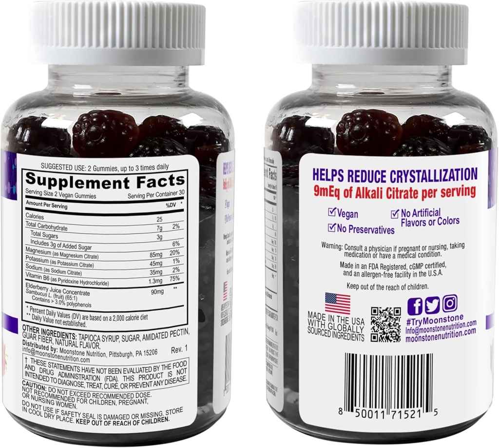 Moonstone Kidney Stone Stopper Gummies, Outperforms Chanca Piedra Stone Breaker and Kidney Support Supplements, Developed by Urologists to Prevent Kidney Stones, Mixed Berry, 1 Month Supply- 120 Count 4