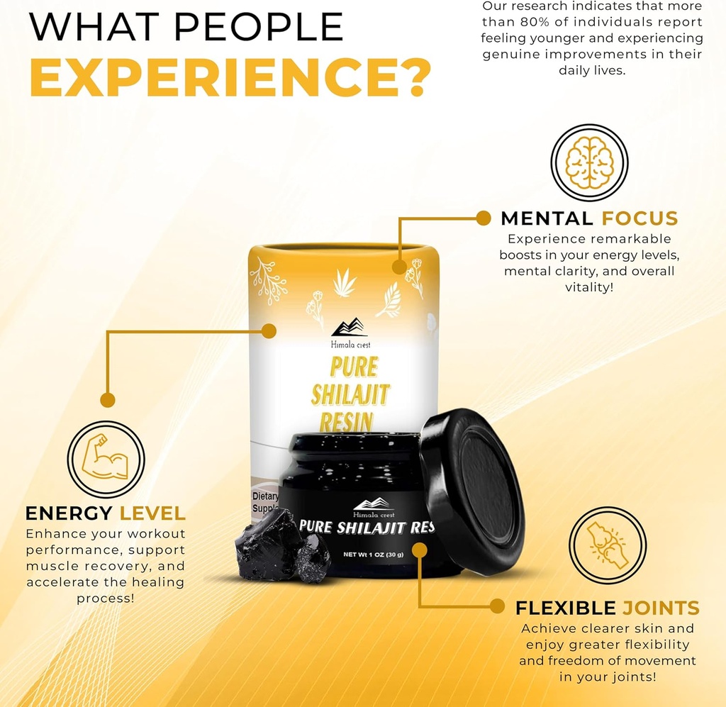 Pure Himalayan Organic Shilajit, High Potency Shilajit Resin - Gold Grade, Authentic & Natural - 70% Fulvic Acid & 85+ Trace Minerals for Energy & Immune Support | 75 Servings - 30g 4