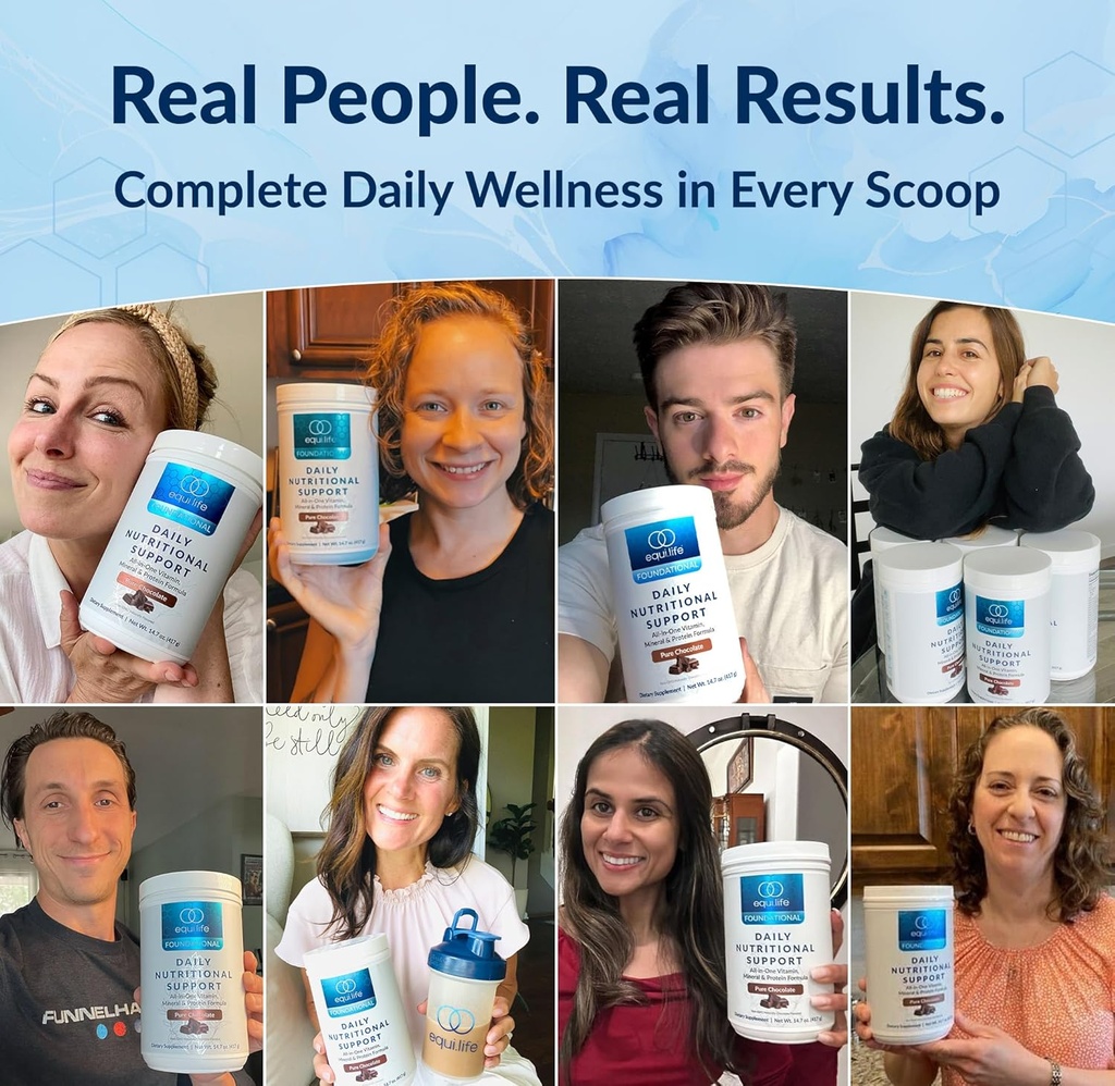 Equilife Daily Nutritional Support, All-in-One Multivitamin Meal Replacement, Pure Chocolate Flavor, 15G Plant Protein, Supports Overall Wellness Including Energy, Digestion, & Skin, 14 Servings Tub 6