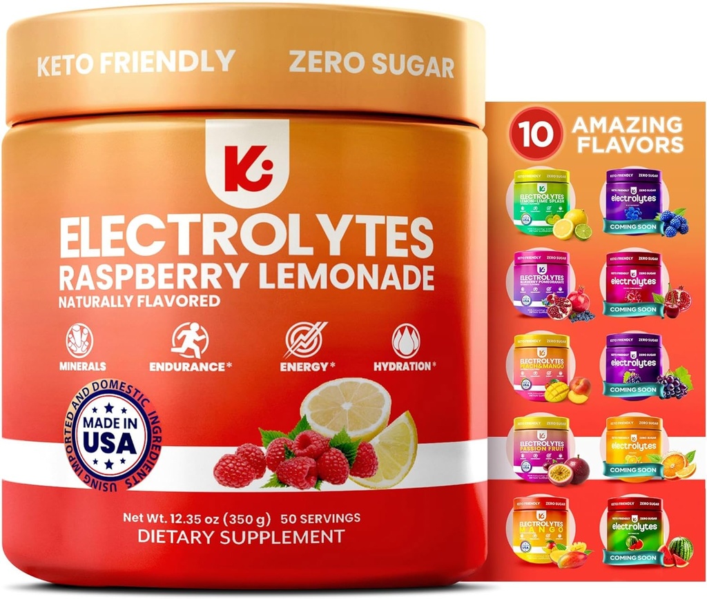 Keppi Electrolytes Powder – Raspberry Lemonade Flavor 50 Servings – No Sugar Hydration Supplement with Magnesium, Potassium, Sodium – Keto, Vegan, Fasting-Friendly, Zero Calorie Electrolyte Drink 2