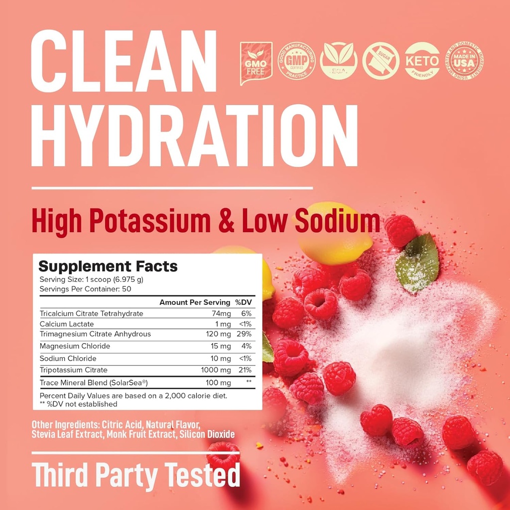 Keppi Electrolytes Powder – Raspberry Lemonade Flavor 50 Servings – No Sugar Hydration Supplement with Magnesium, Potassium, Sodium – Keto, Vegan, Fasting-Friendly, Zero Calorie Electrolyte Drink 3
