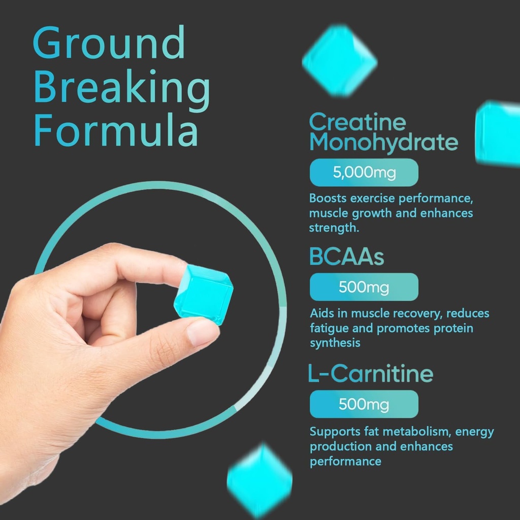 Sugar Free Creatine Monohydrate Gummies Complex 5000mg for Men & Women - 120 Gummies for Muscle Strength, Muscle Builder, Energy Boost, Pre-Workout Supplement, Vegan 4