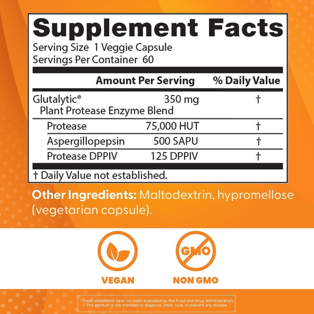 Doctor's Best Gluten Rescue with Glutalytic, Non-GMO, Vegan, 60 Count (Pack of 1) 5