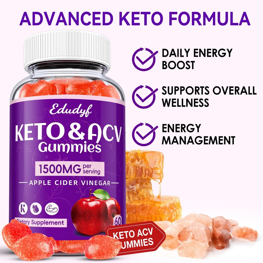 Keto ACV Gummies - 1500mg Apple Cider Vinegar Gummies with Probiotics, B12 and Keto Support, Detox & Cleanse, GMO Free & Vegan - 60 Count... 6