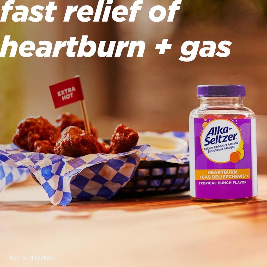 Alka-Seltzer Heartburn + Gas ReliefChews, Antacid + Antigas Chews for Fast Heartburn Relief, Gas, and Acid Indigestion Relief On the Go, 180 Ct 3