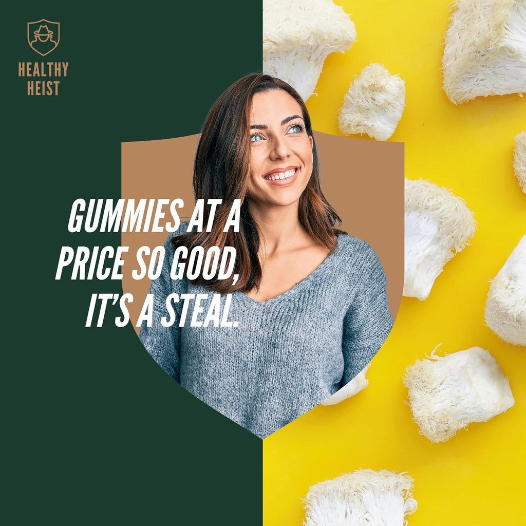 Lions Mane Mushroom Gummies for Adults, 140 Count Bulk Lion's Mane Chewables, High Potency 10:1 Organic Extract amounts to 2000mg, Supplement Supports Mental Clarity, Focus, Mood and Brain Fog 3