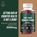 Lions Mane Mushroom Gummies for Adults, 140 Count Bulk Lion's Mane Chewables, High Potency 10:1 Organic Extract amounts to 2000mg, Supplement Supports Mental Clarity, Focus, Mood and Brain Fog 5
