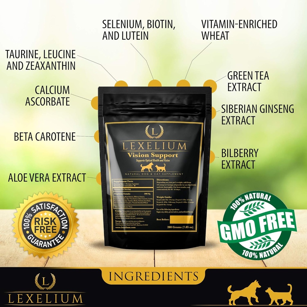 Vision Support & Eye Sight Supplement for Dogs and Cats- Fortified with Zeaxanthin, Bilberry, Lutein, and Beta Carotene - 200 Grams 4