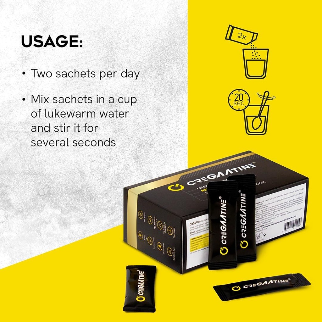 Micronized Creatine Monohydrate + GAA | Increase Strength, No Water Retention | Boosts Memory & Focus | Single-Serve Packets | 60 Sachets, 30 Servings | (Sachets, Unflavored) 5