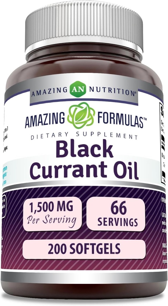 Amazing Formulas Black Currant Oil 1500 Mg Per Serving | Softgels | with GLA (Gamma-Linolenic Acid) | Non-GMO | Gluten Free (1 Pack, 100 Count) 2
