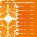 Calcium Magnesium Zinc Gummies for Adult: 1200mg Calcium Citrate with Vitamin D3 K3 - Natural Organic Sugar Free High Absorption Supplement for Women Men Kids(120Count) 6