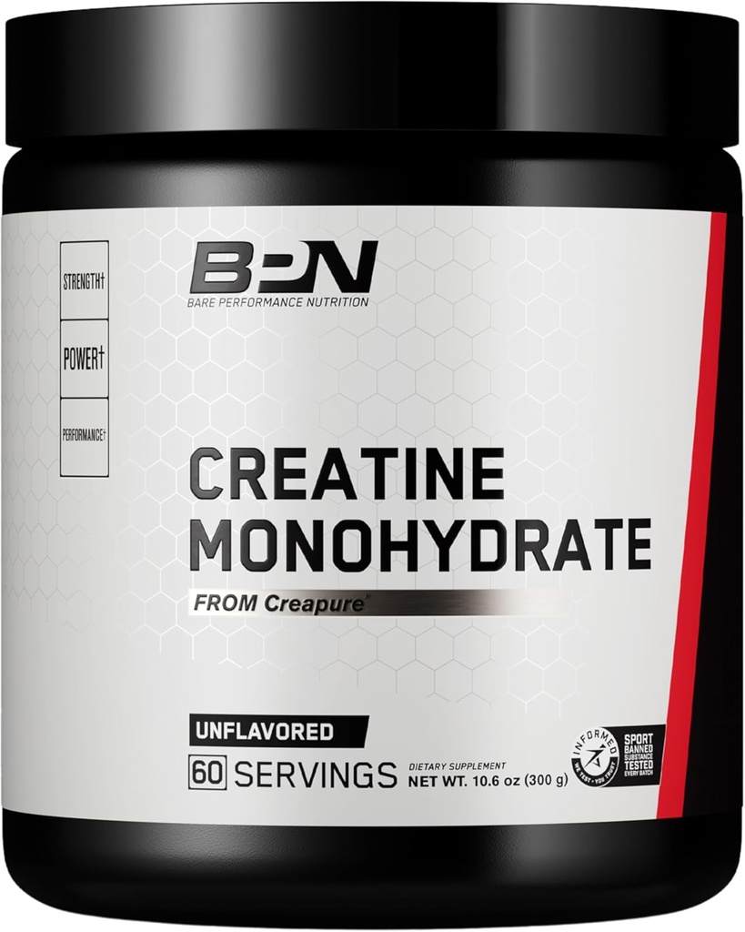 BARE PERFORMANCE NUTRITION, BPN Pure Creatine Monohydrate Powder by Creapure 2PACK, 5g of Creatine per Serving, Unflavored Creatine Powder, 90 Servings Total 3