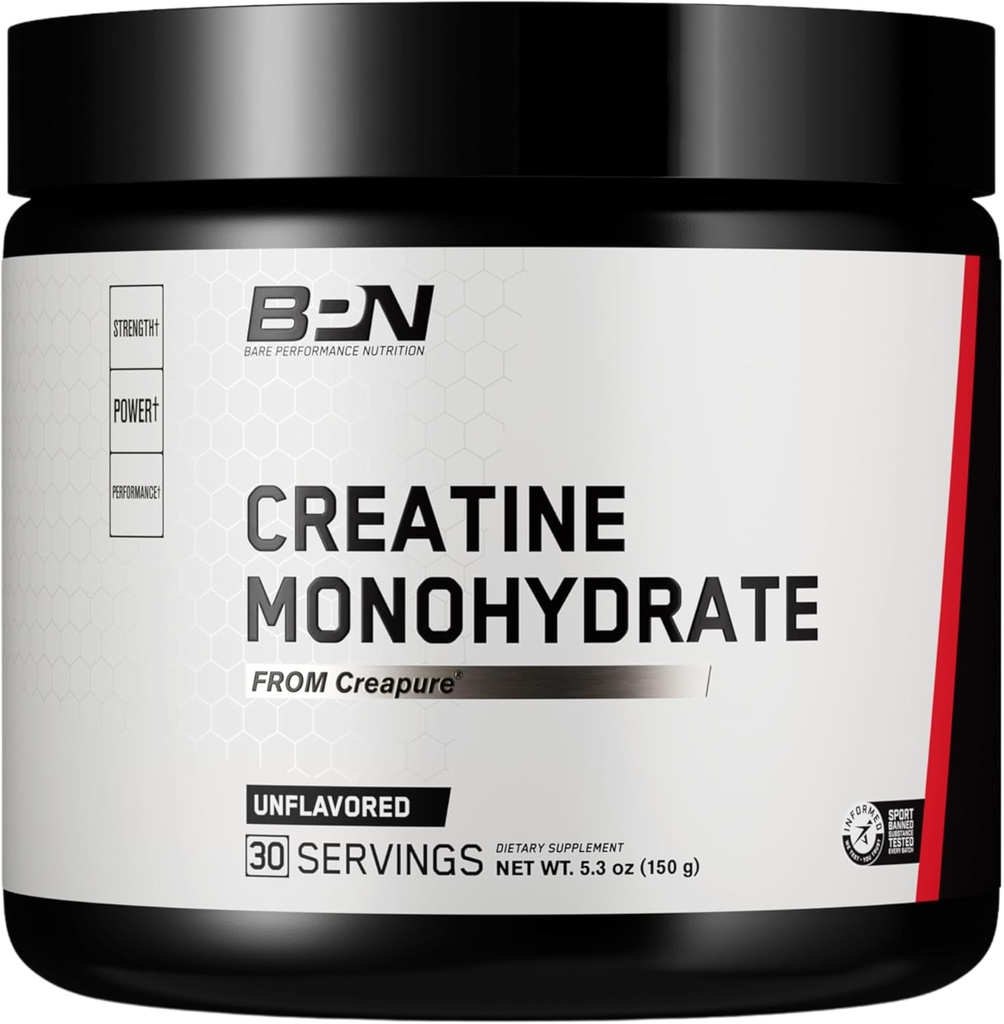 BARE PERFORMANCE NUTRITION, BPN Pure Creatine Monohydrate Powder by Creapure 2PACK, 5g of Creatine per Serving, Unflavored Creatine Powder, 90 Servings Total 4