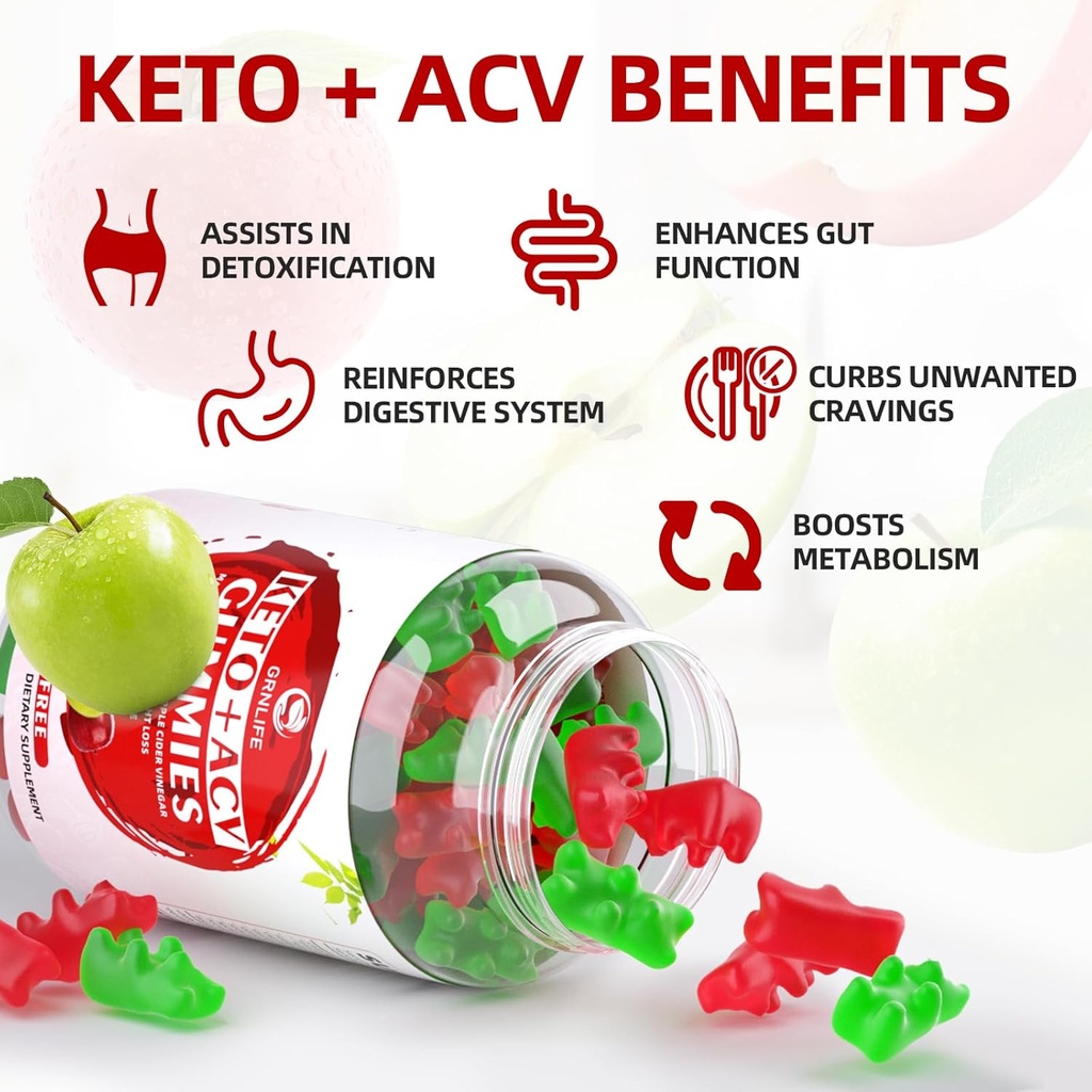 Keto ACV Gummies Advanced, 1000MG Apple Cider Vinegar Supplement for Women and Men, ACV Keto Gummies for Supports Metabolism, Sugar Free, Made in USA, Keto+ACV, 60 Count 4