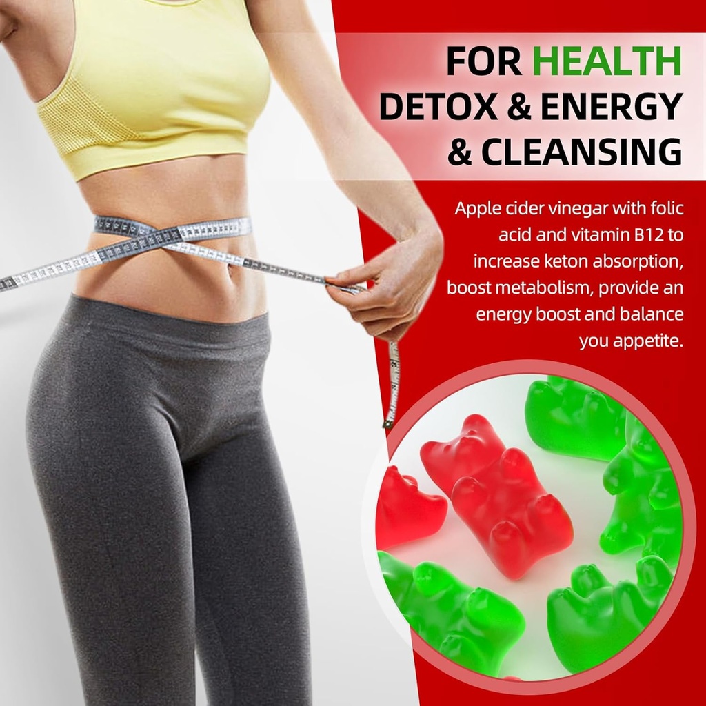 Keto ACV Gummies Advanced, 1000MG Apple Cider Vinegar Supplement for Women and Men, ACV Keto Gummies for Supports Metabolism, Sugar Free, Made in USA, Keto+ACV, 60 Count 6