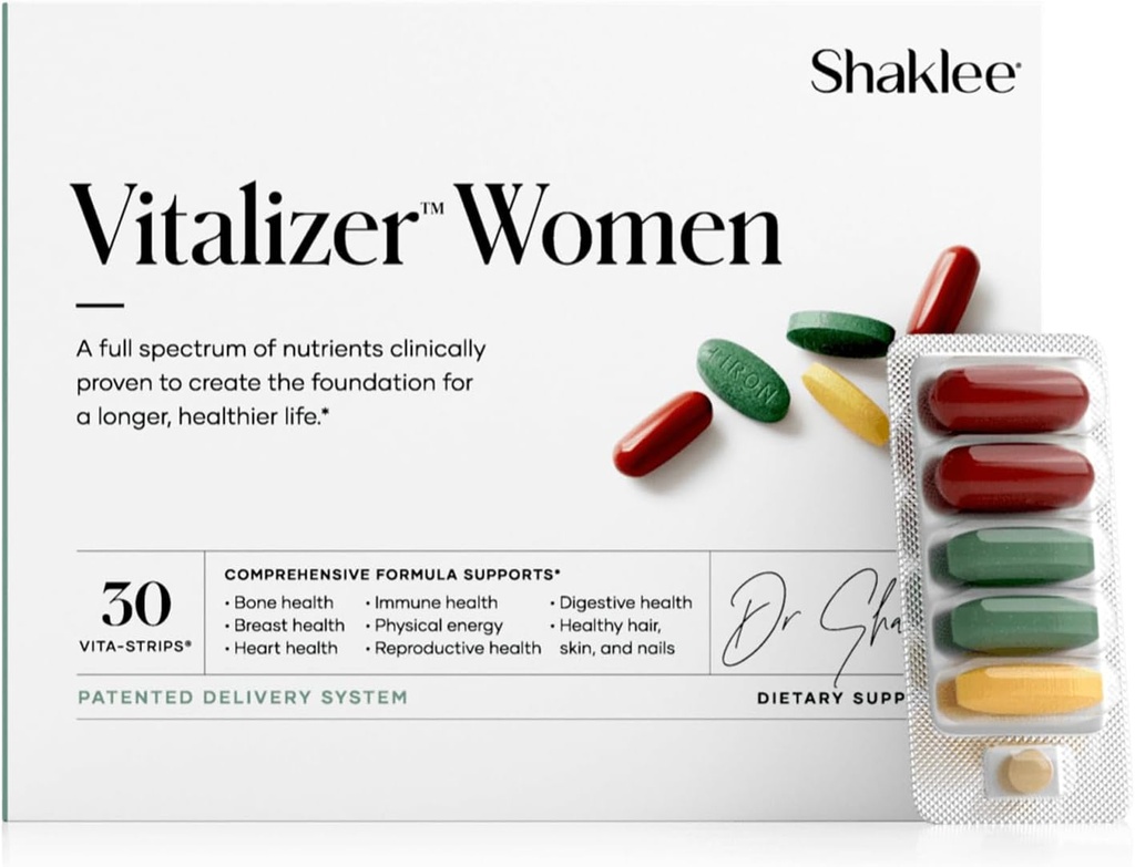 Shaklee -Vitalizer Women - Advanced Nutrition - Prenatal/Postnatal Multivitamin with Omega-3, Probiotics, and More - Supports Heart, Joint, Immune, Bone, Digestive, and Energy - 30 Vita-Strips® 2