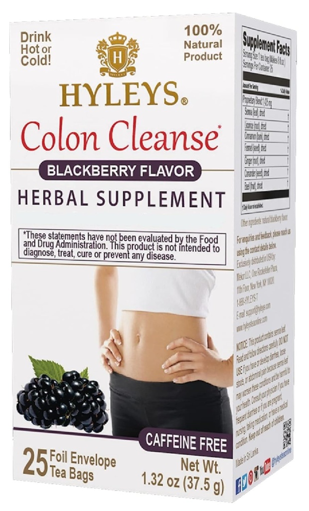 HYLEYS Colon Cleanse Tea BlackBerry Flavor - 25 Tea Bags (1 Pack) 2
