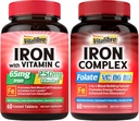 Iron Supplement for Women & Men, with Vitamins C, B6, B12 & Folate + Iron Supplement, 65mg Carbonyl Iron with 250mg Vitamin C 2