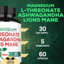 Satoomi 5in1 Magnesium L-Threonate with Mangesium Glycinate, Ashwagandha, Chelate & Lions Mane - 60 Capsules 4