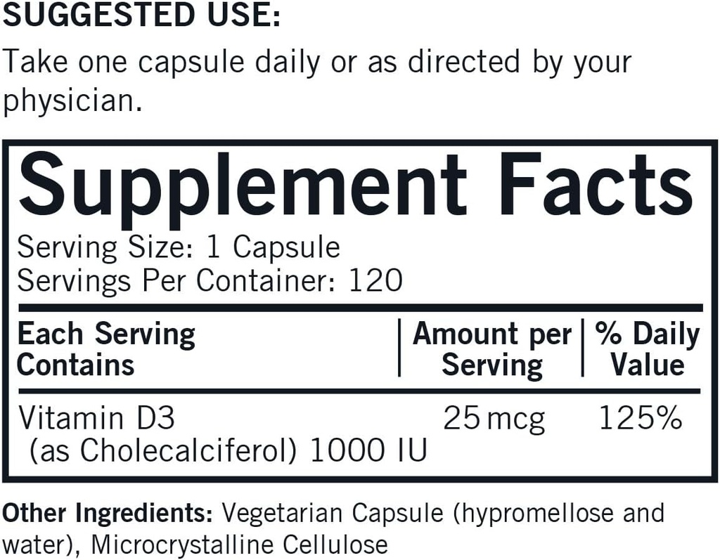 Kirkman - Vitamin D3 1000 IU - 120 Capsules - Supports Immune Health - Helps Build Strong Bones - Hypoallergenic 3