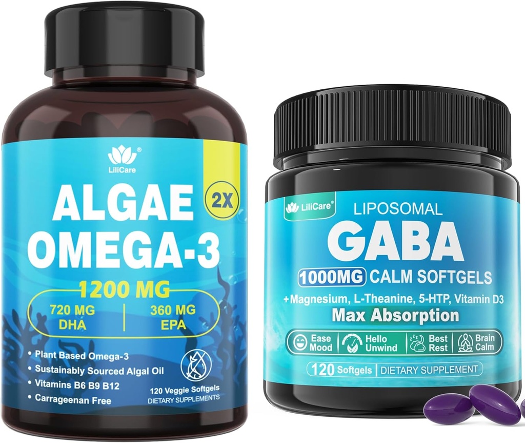 GABA Supplement +Vegan Omega-3 Algae Oil 2