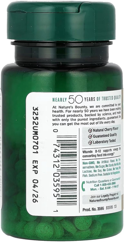 Nature's Bounty Vitamin B-12 500 mcg, 100 ea (Pack of 4) 4