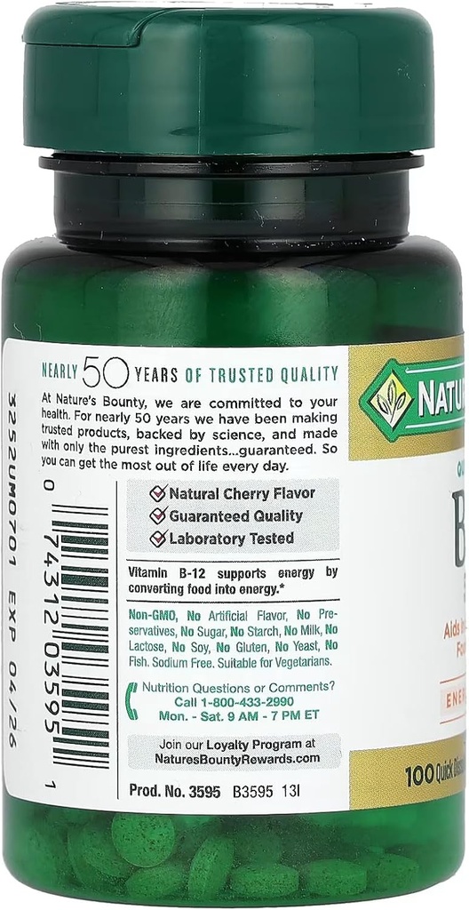 Nature's Bounty Vitamin B-12 500 mcg, 100 ea (Pack of 4) 5