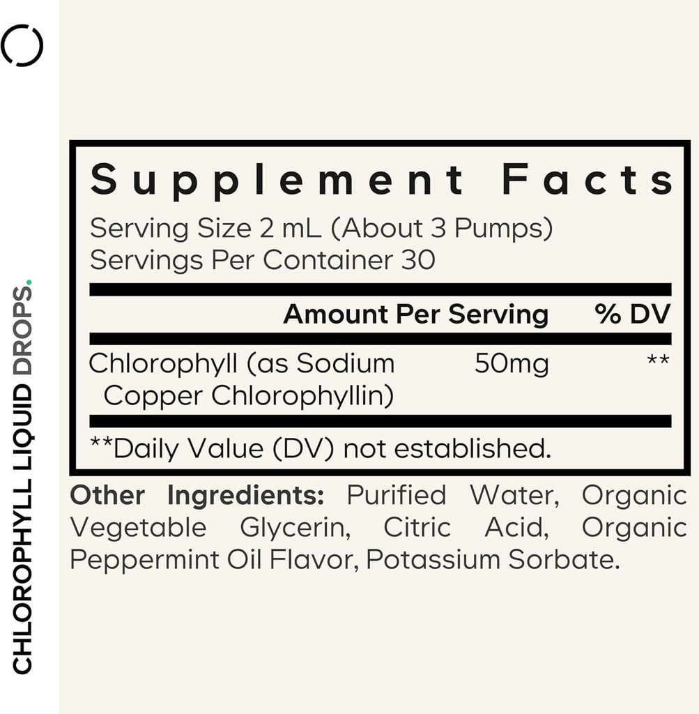 Codeage Chlorophyll Liquid Drops Supplement - Vegan Chlorophyll 50 mg per Serving, Organic Peppermint Flavor Clorofila Drink - Non-GMO, Gluten-Free, Vegan - 2 fl oz 3